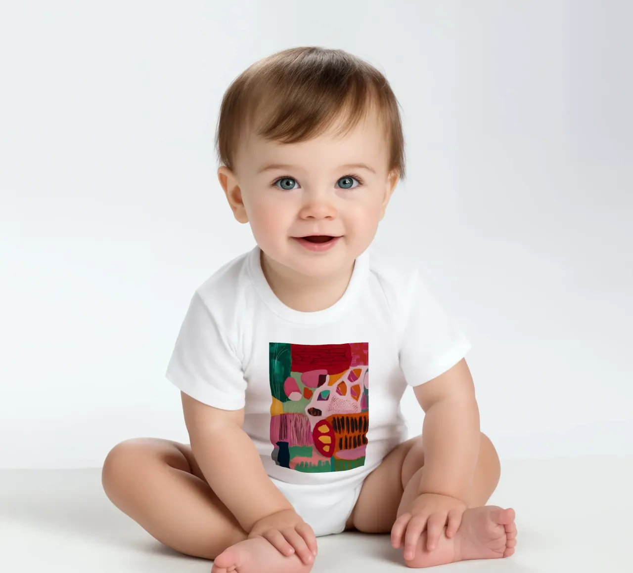 Coral Bloom Medley short-sleeve baby romper by Sublime Layers