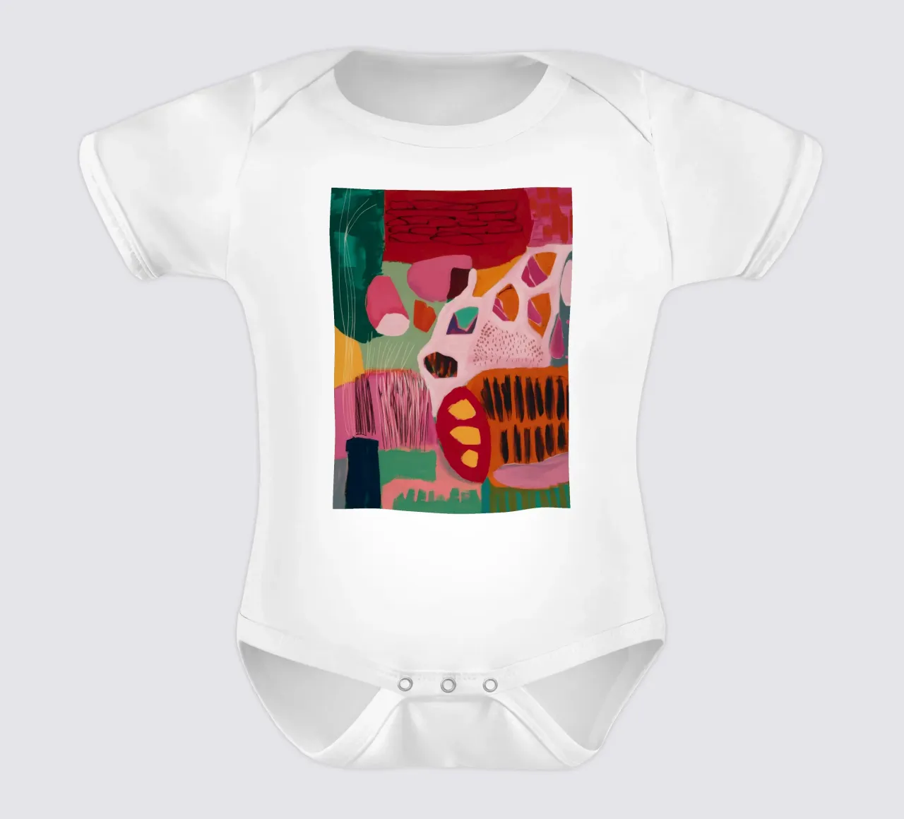 Coral Bloom Medley short-sleeve baby romper by Sublime Layers