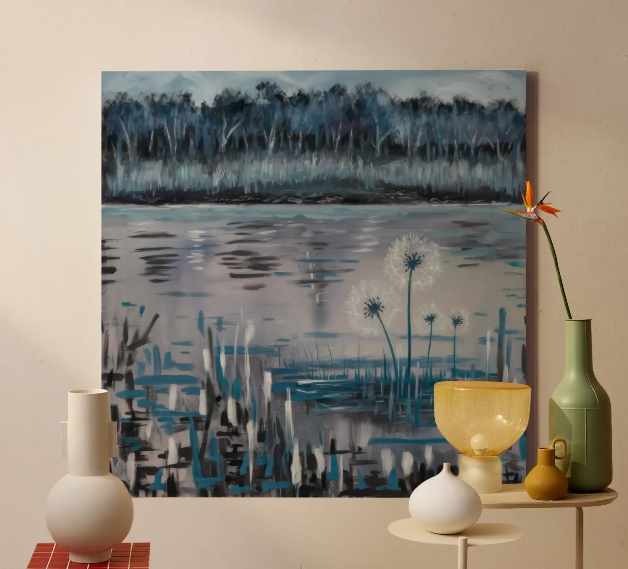 Riflessi di una palude tranquilla tela con Cornice a cassetta da Verve Pigments
