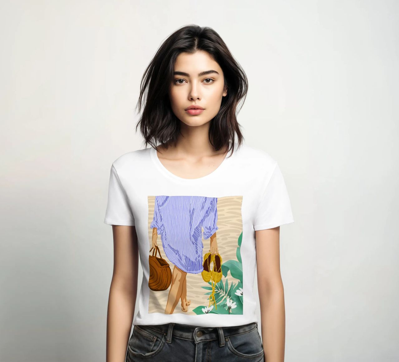 Seguí a mi corazón y me llevó a la playa camiseta de mujer de 83oranges