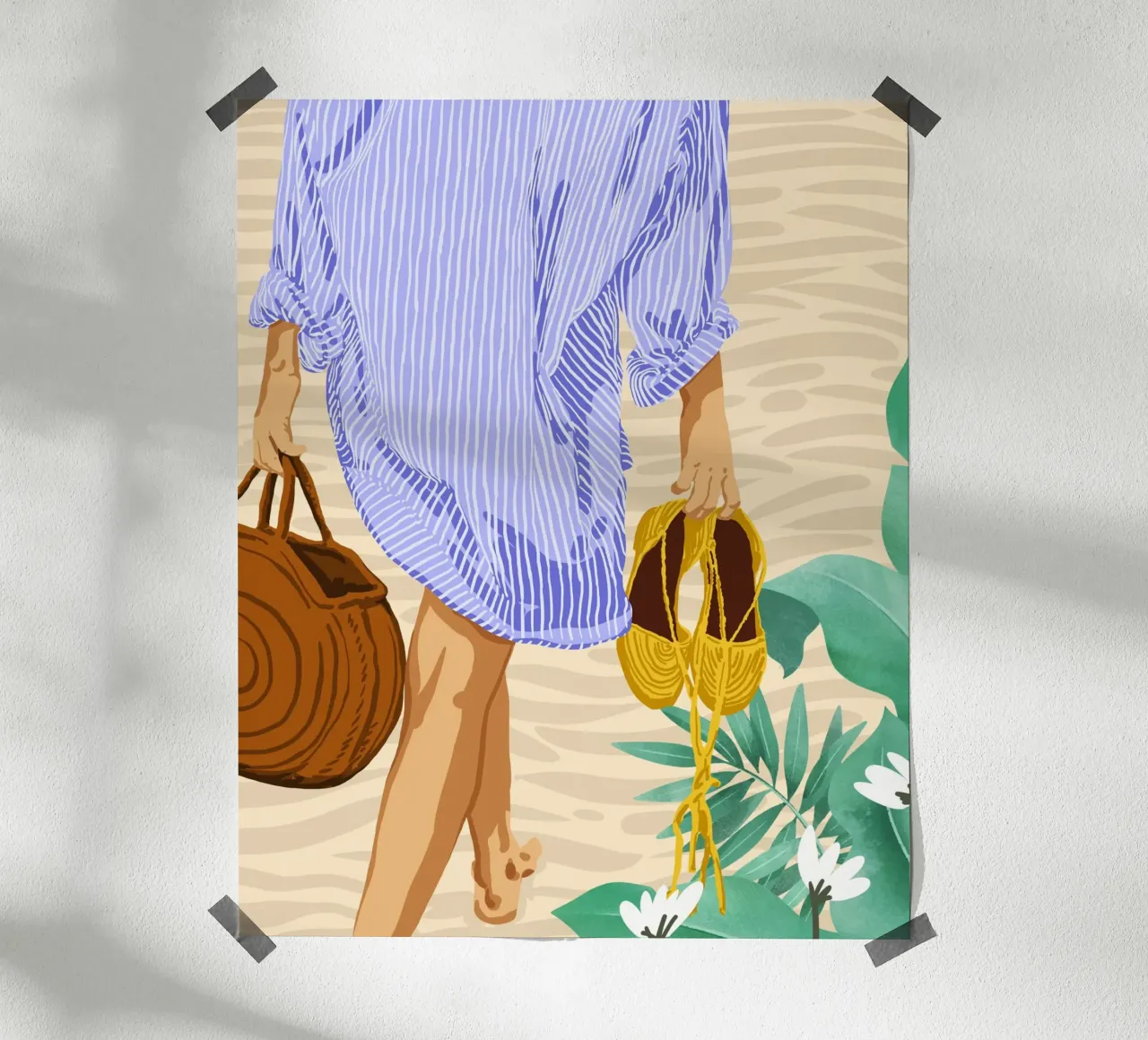 Seguí a mi corazón y me llevó a la playa poster con marco de madera de 83oranges
