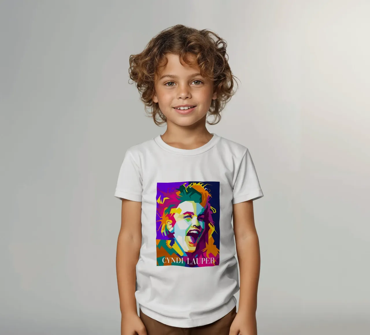 Cindy Lauper 80s Pop Singer WPAP Trending Now kids t-shirt by Artkreator