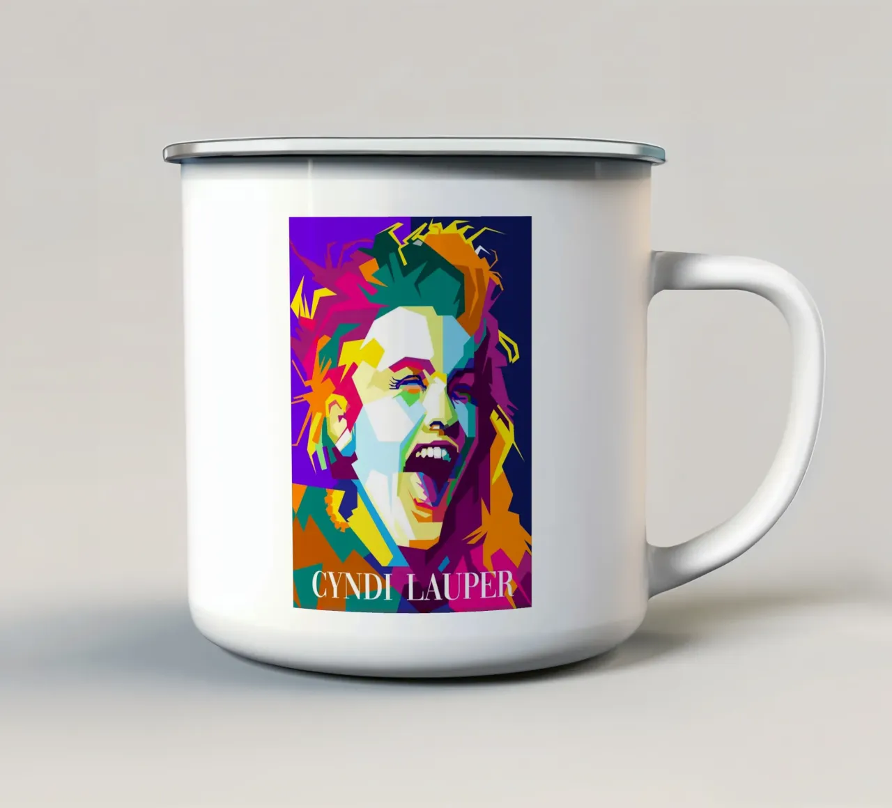 Cindy Lauper cantante pop anni '80 WPAP Trending Now tazza in smalto da Artkreator