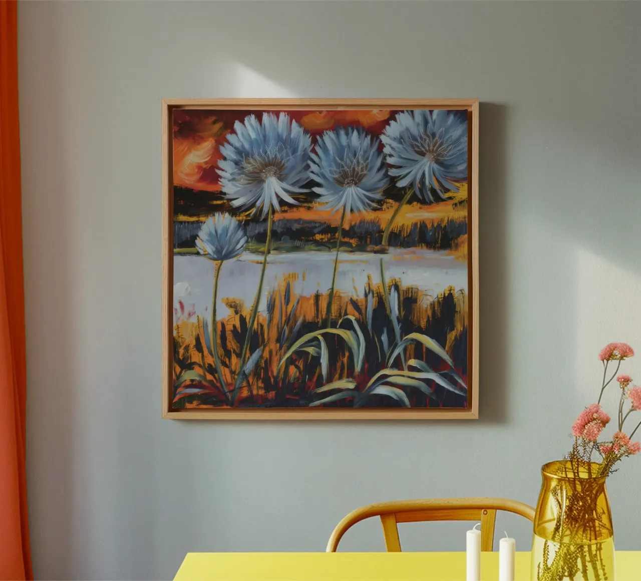 Inferno floreale Blaze tela con Cornice a cassetta da Verve Pigments