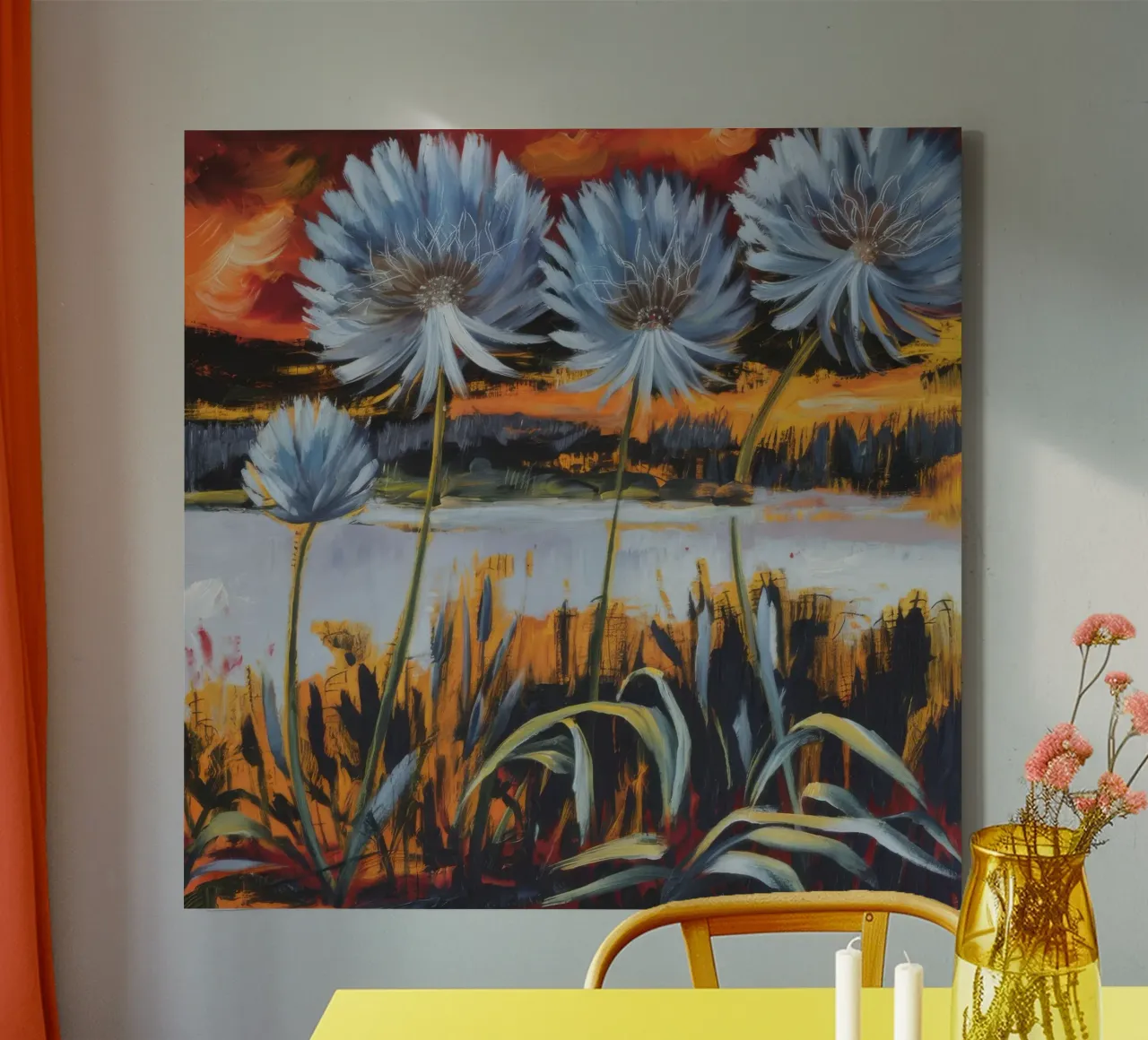 Inferno floreale Blaze tela con Cornice a cassetta da Verve Pigments