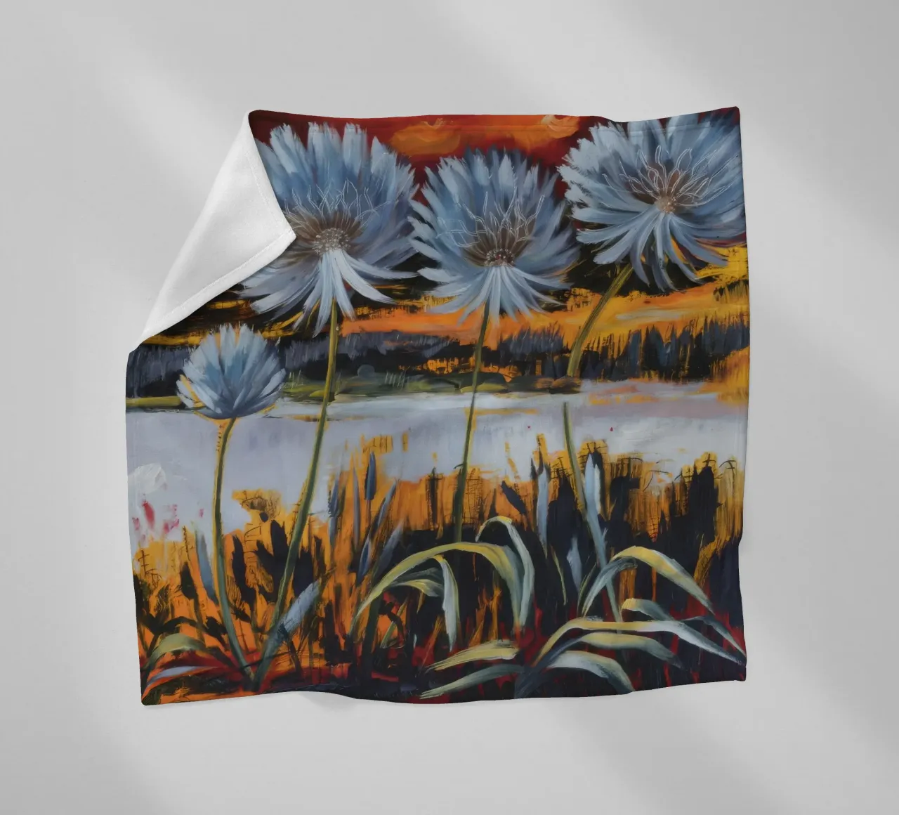 Floral Inferno Blaze fleece blanket by Verve Pigments