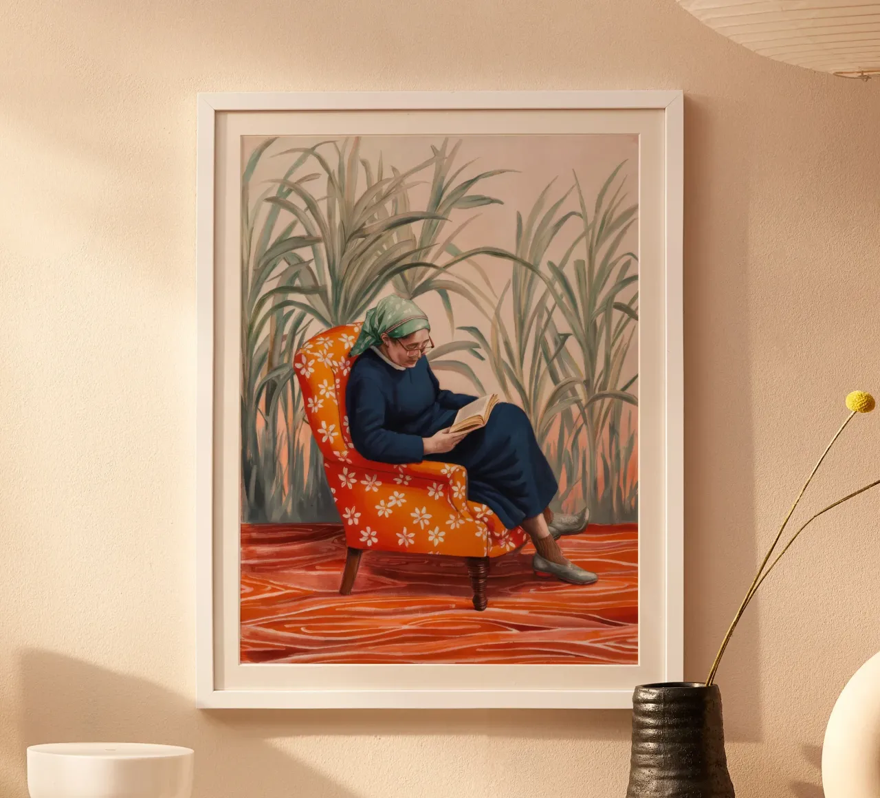 Rituale di lettura in solitudine poster con telaio in plastica da Verve Pigments