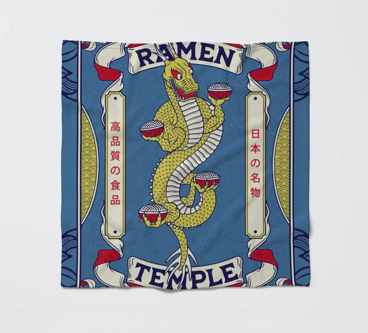 Ramen Temple Dragon fleece blanket by daylight design studio