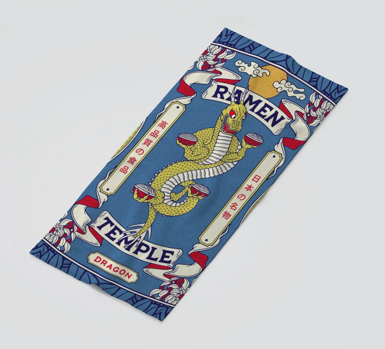 Ramen Temple Dragon beach towel by daylight design studio