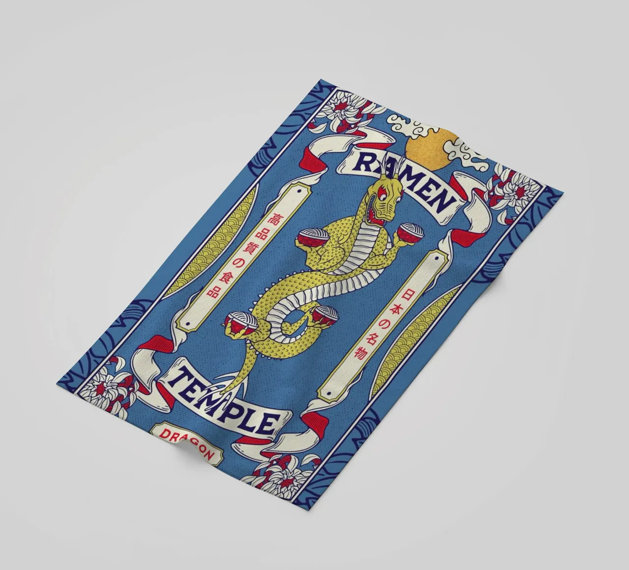 Ramen Temple Dragon beach towel by daylight design studio