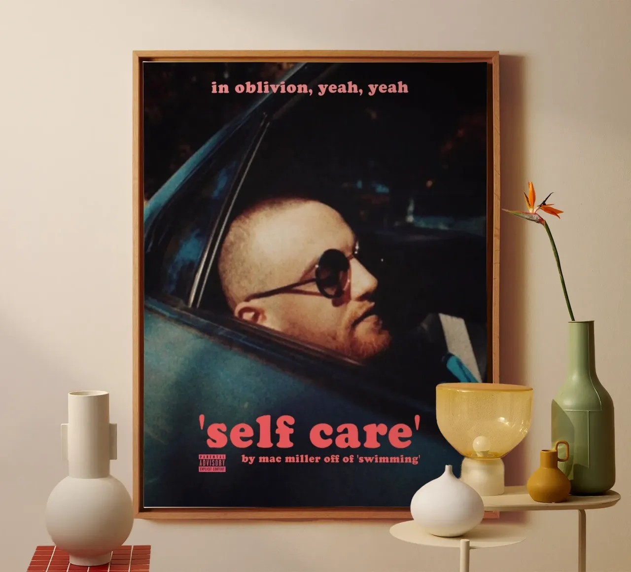Self Care In Oblivion - Homenaje a Mac Miller lienzo con Marco flotante de rockytamoe