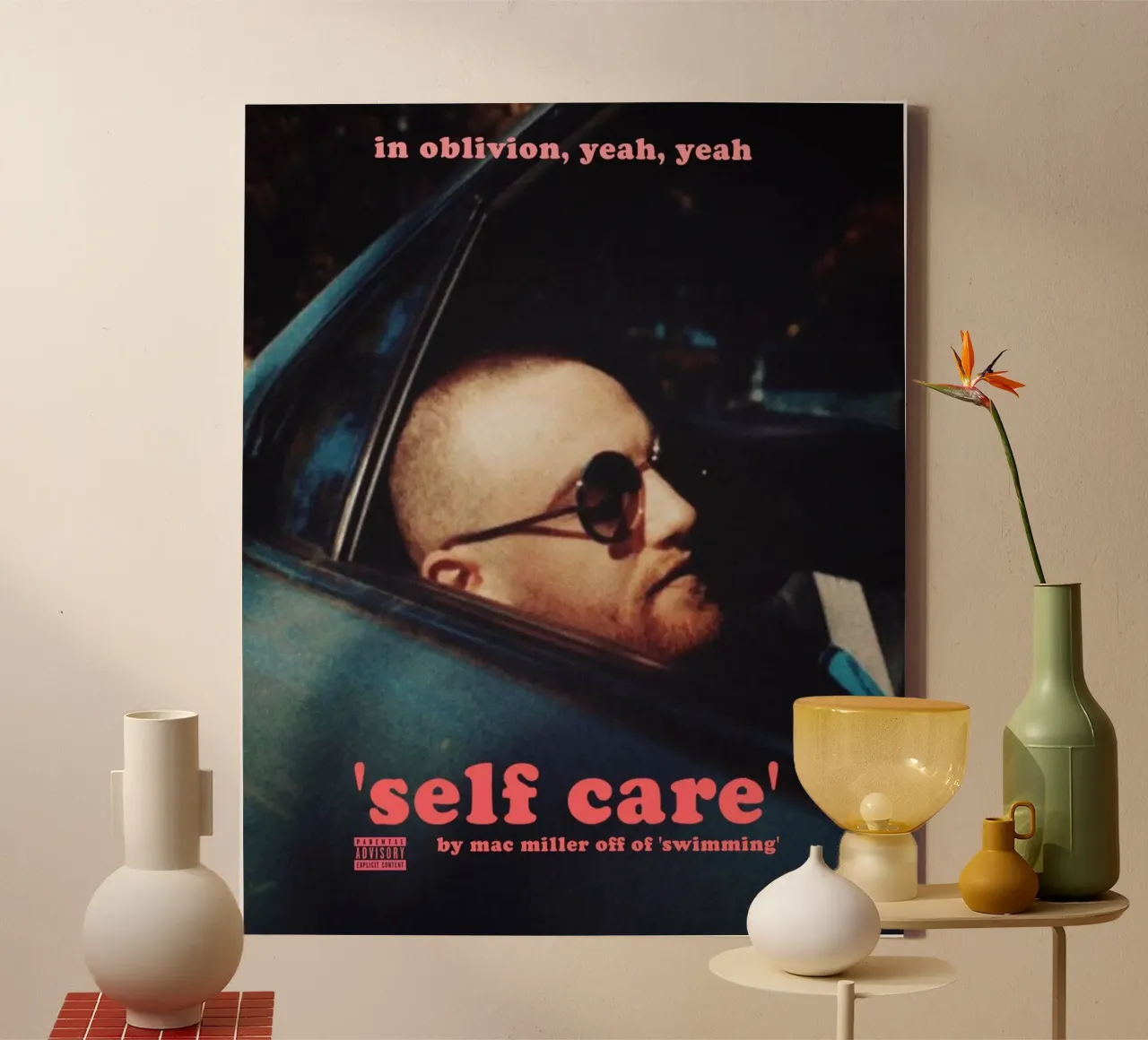 Self Care In Oblivion - Homenaje a Mac Miller lienzo con Marco flotante de rockytamoe