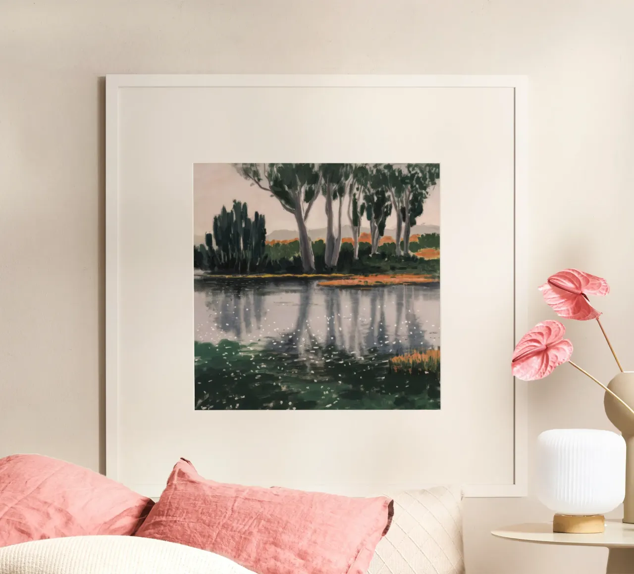Balletto sull'albero della riflessione poster con telaio in plastica da Verve Pigments
