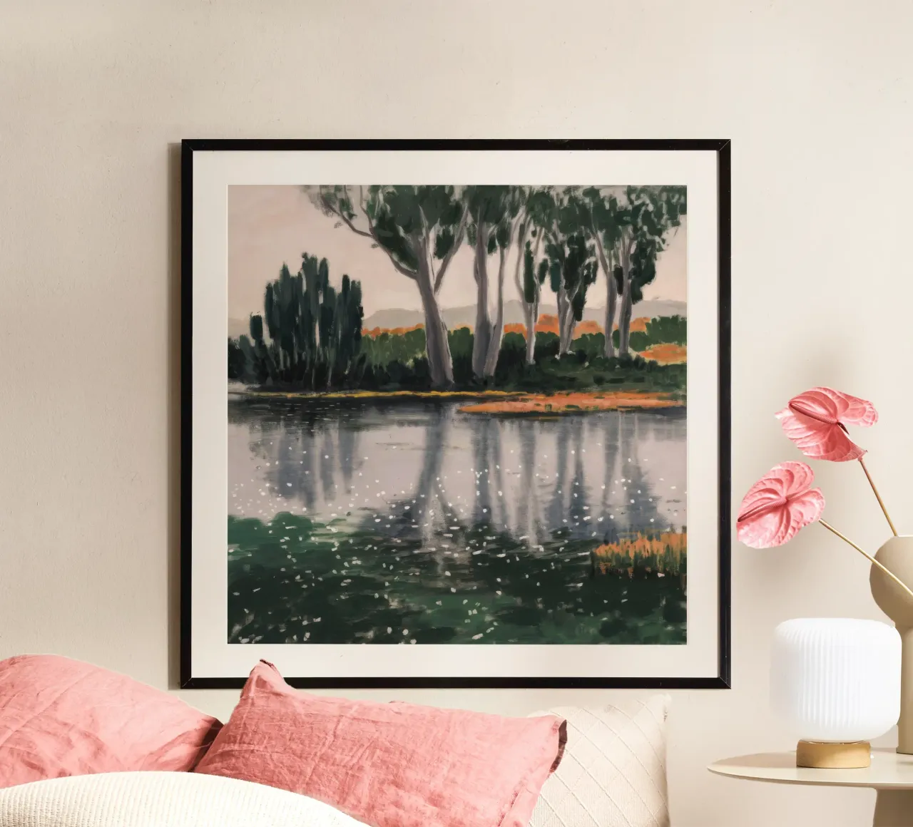 Balletto sull'albero della riflessione poster con telaio in plastica da Verve Pigments
