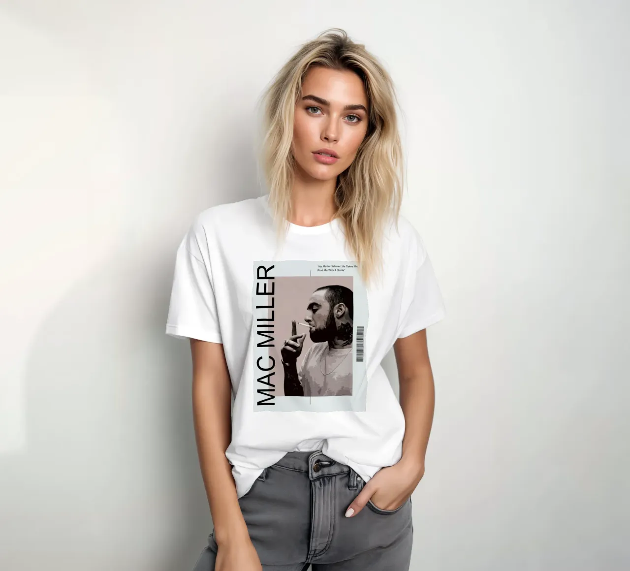 Trovami con un sorriso - Poster con citazioni di Mac Miller t-shirt da rockytamoe