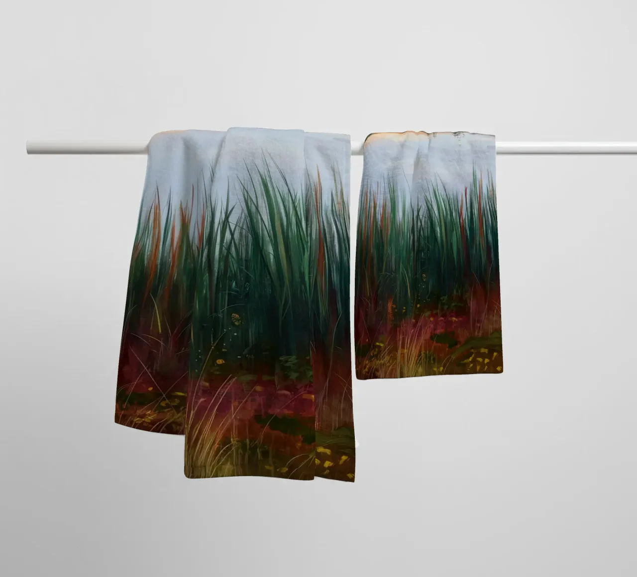 Quiete in riva al lago asciugamano da bagno da Verve Pigments