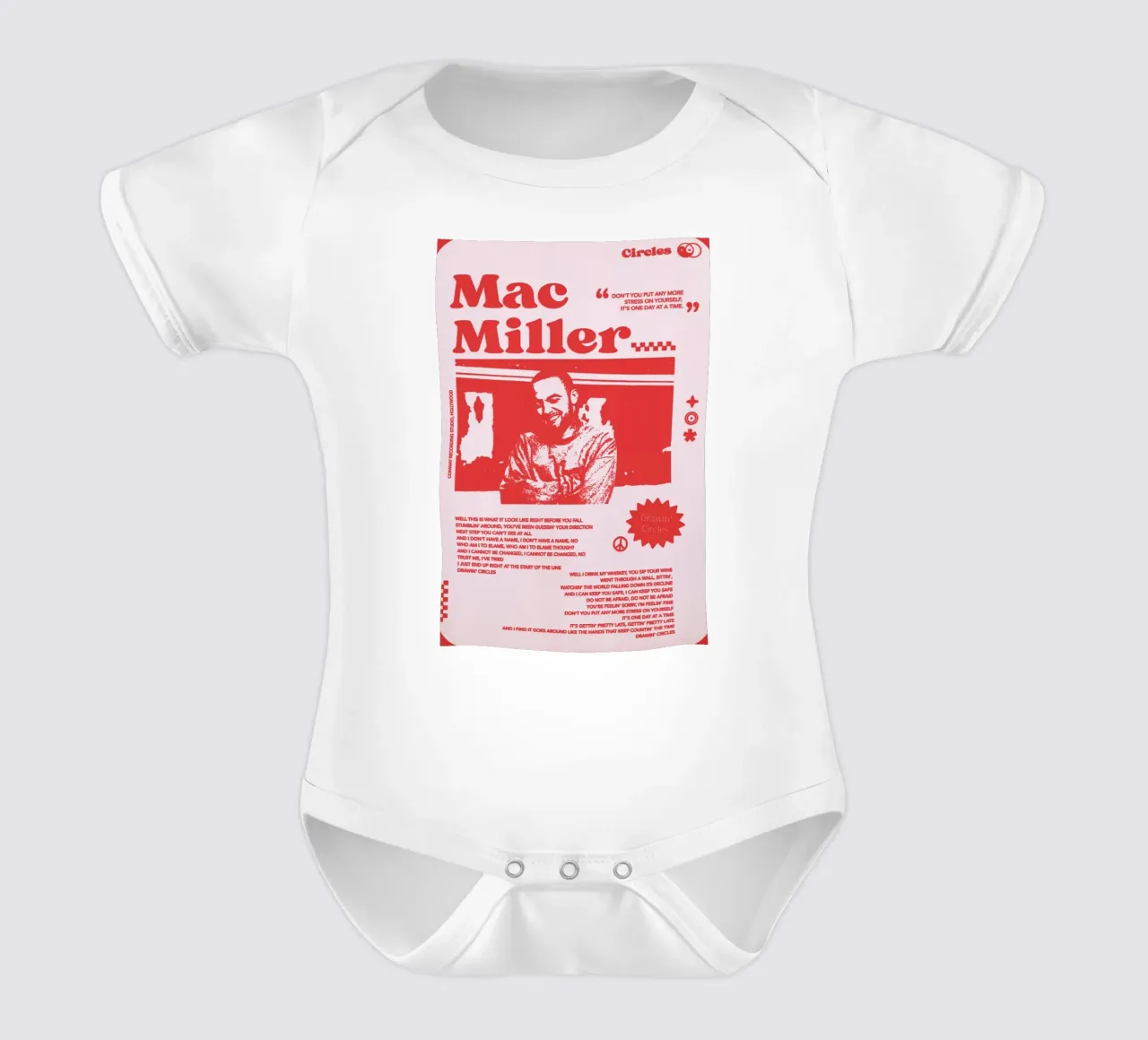 Circles Era - Mac Miller Poster rosso body neonato maniche corte da rockytamoe
