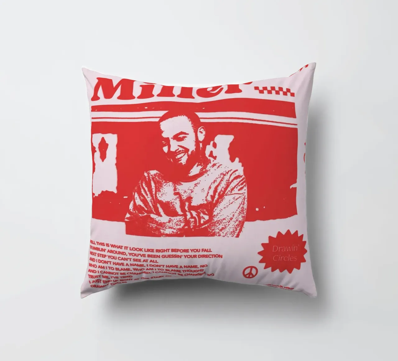 Circles Era - Mac Miller Poster rosso cuscino da rockytamoe