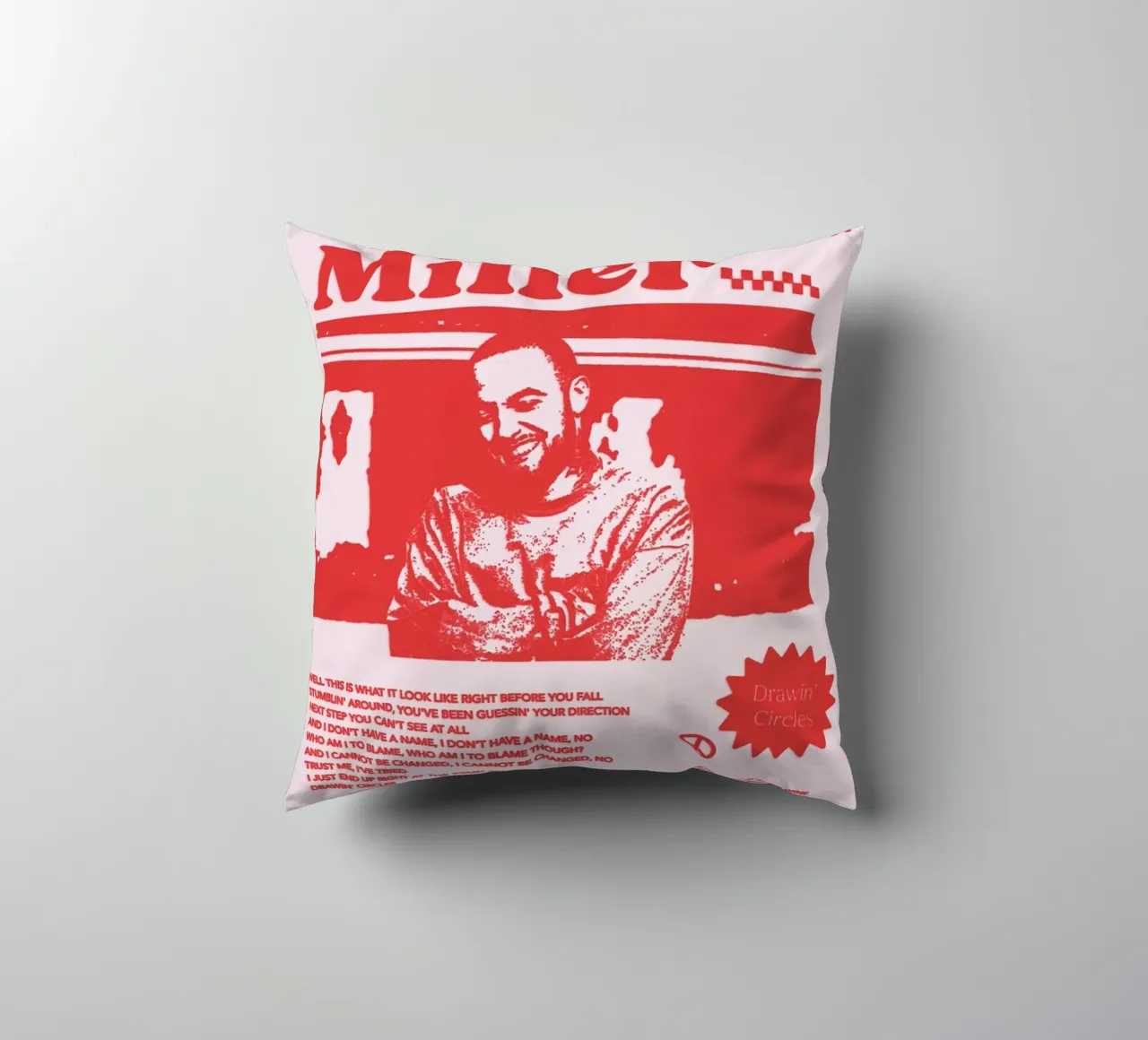 Circles Era - Mac Miller Poster rosso cuscino da rockytamoe