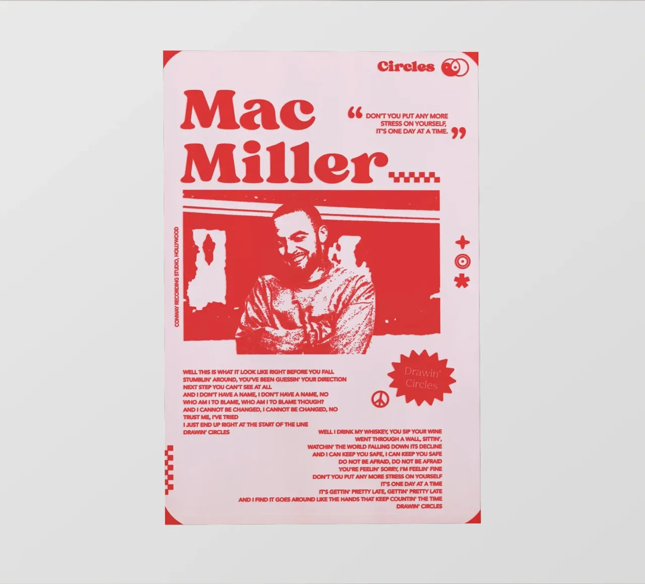 Circles Era - Mac Miller Poster rosso pellicola backlit da rockytamoe