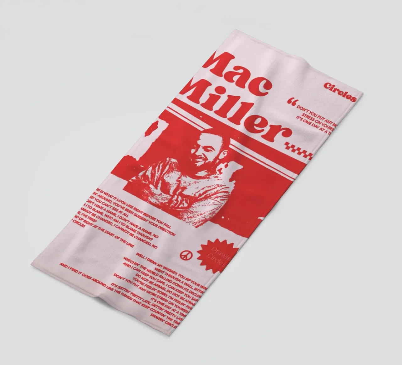 Circles Era - Mac Miller Poster rosso telo mare da rockytamoe