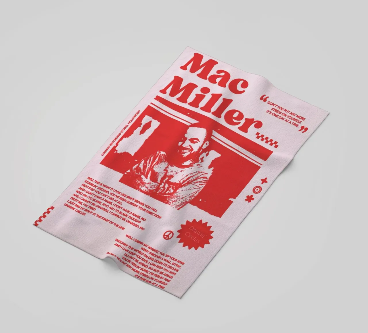 Circles Era - Mac Miller Poster rosso telo mare da rockytamoe