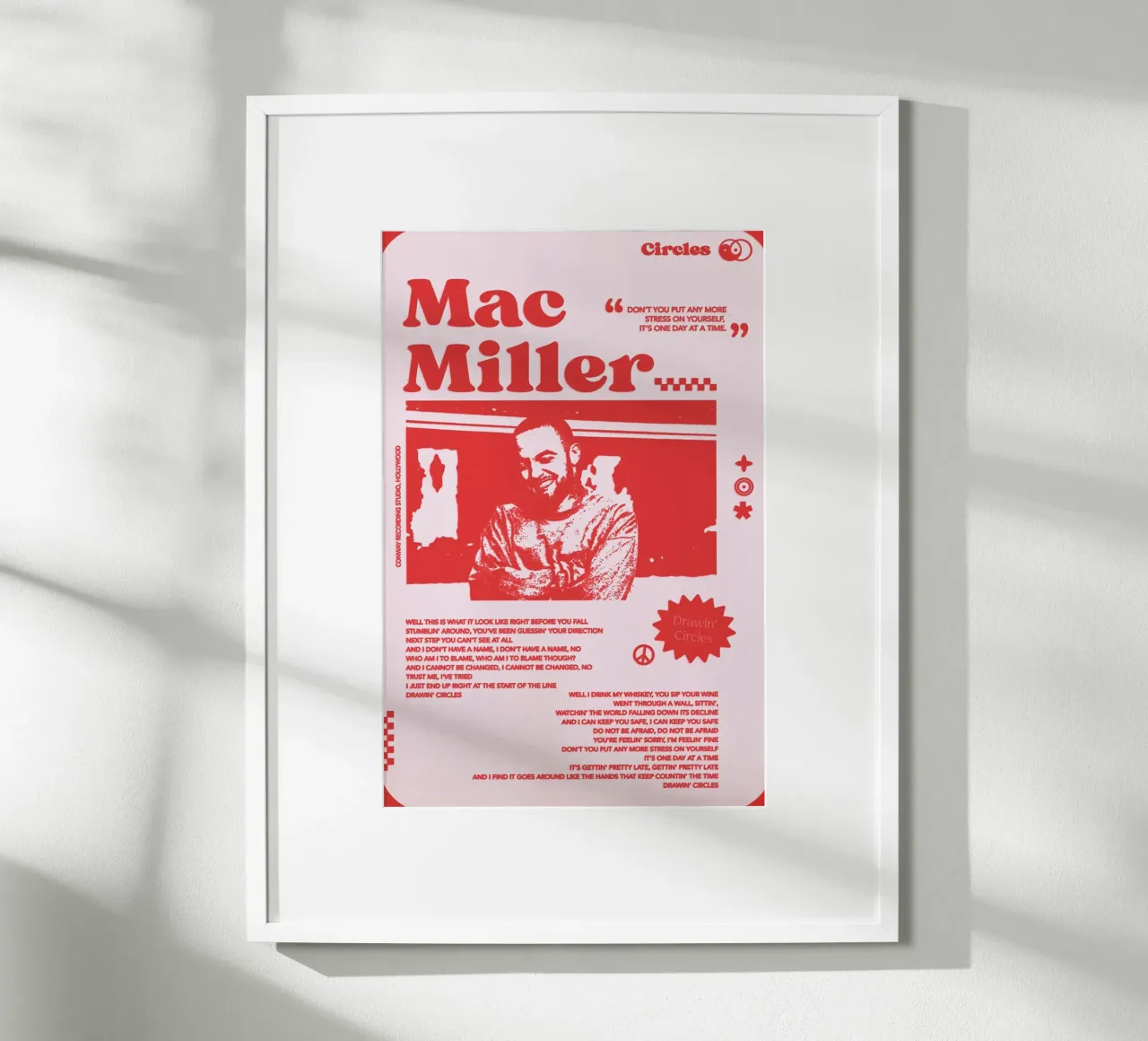 Circles Era - Mac Miller Poster rosso poster con telaio in plastica da rockytamoe