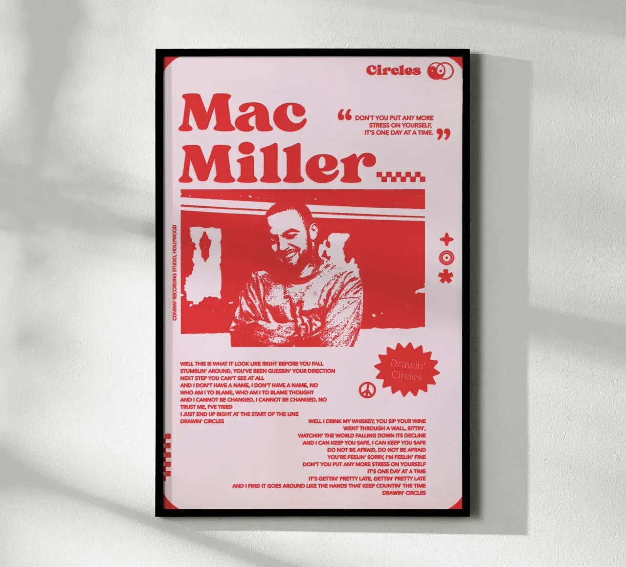Circles Era - Mac Miller Poster rosso poster con telaio in plastica da rockytamoe