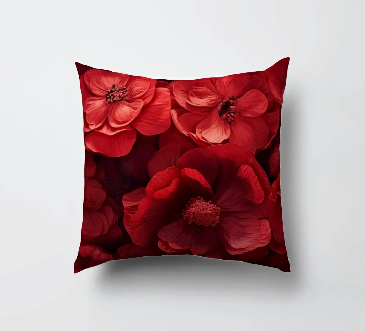 Red flowers decorative cushion by Imagine