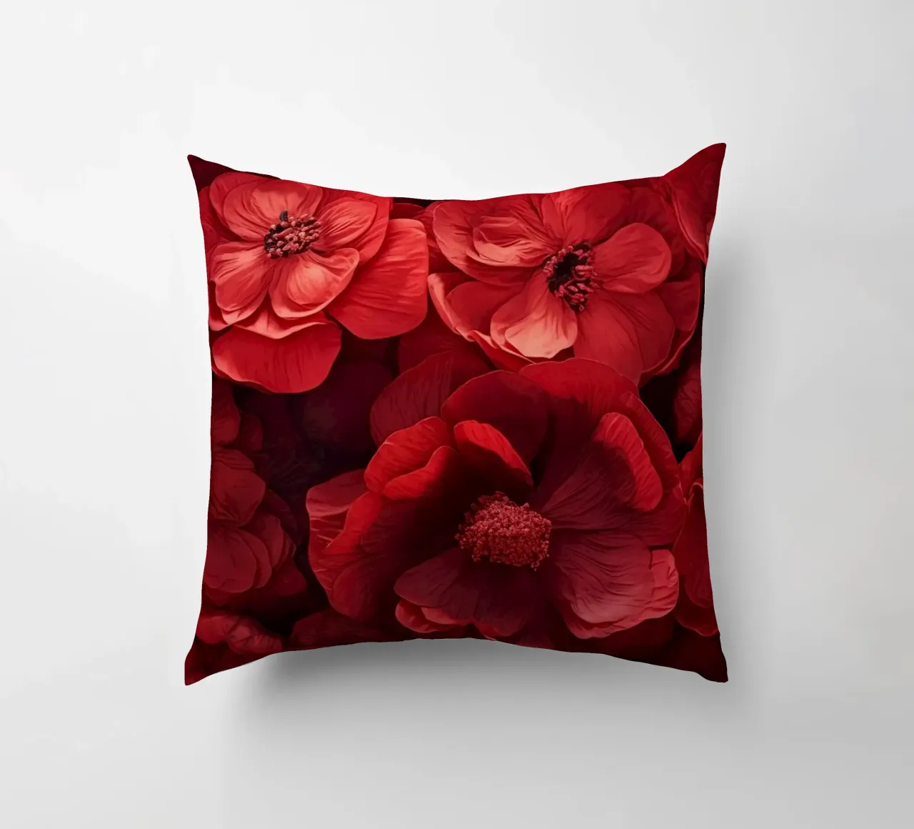 Red flowers decorative cushion by Imagine
