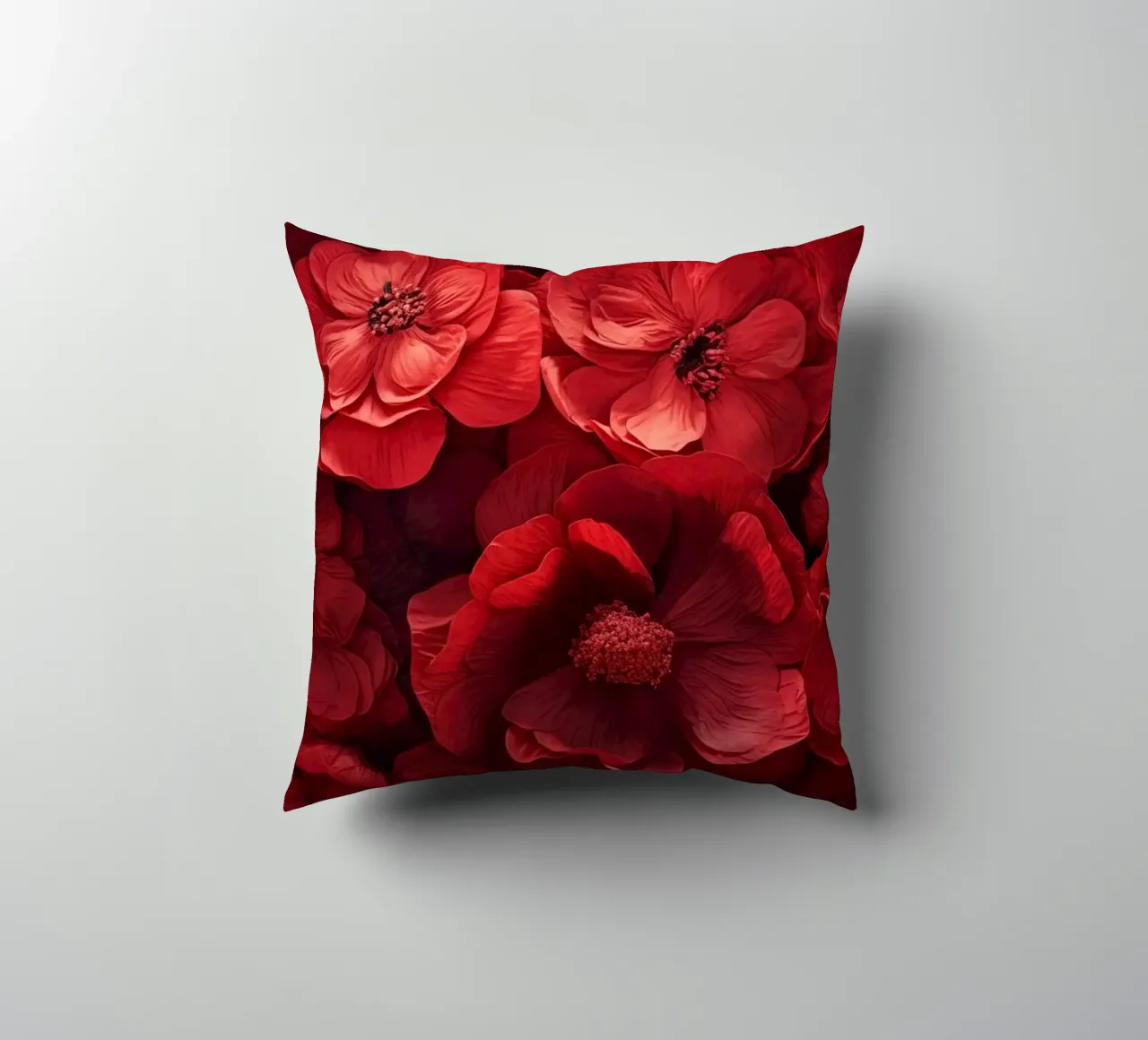 Red flowers decorative cushion by Imagine
