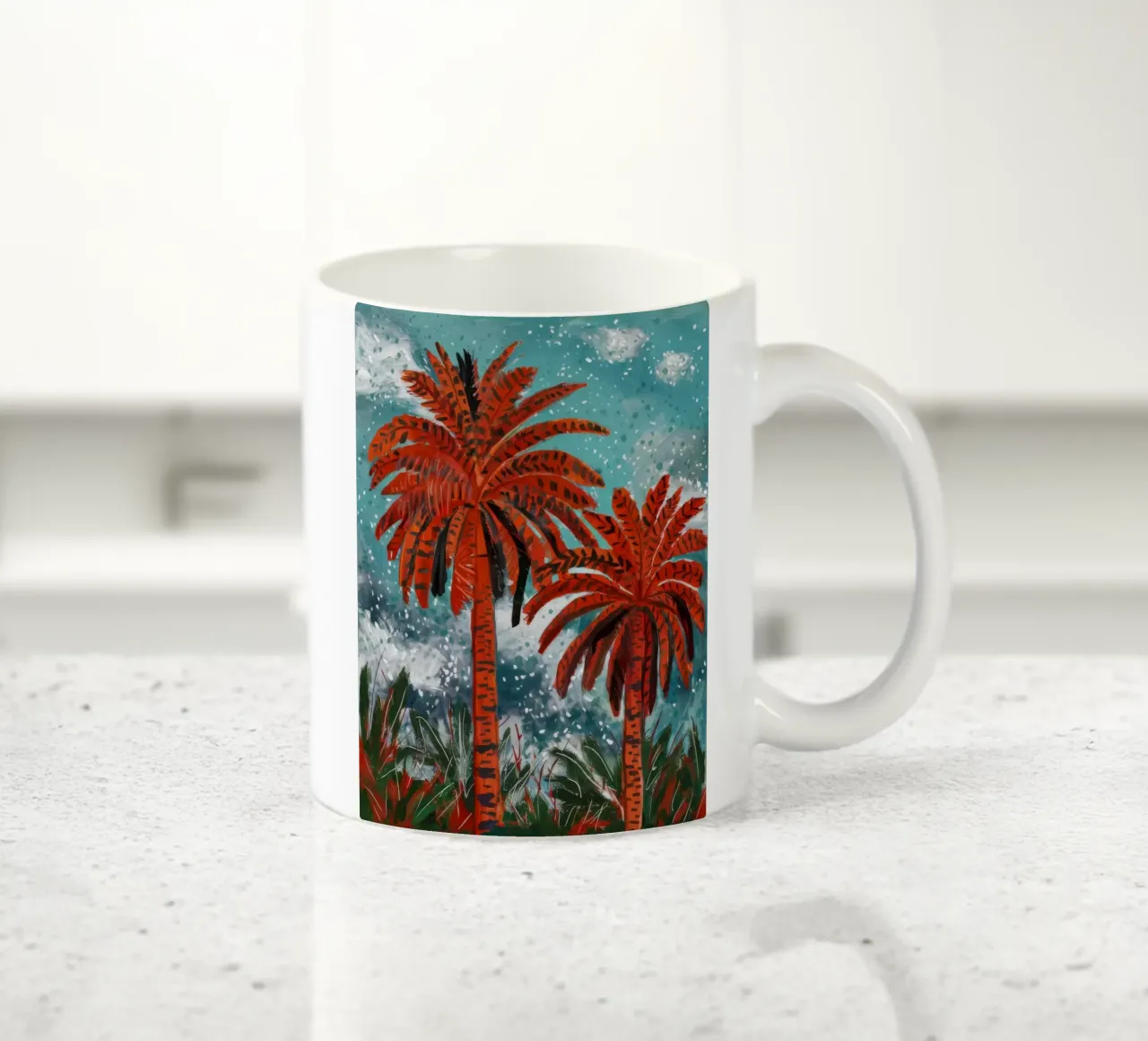 Fantasia di Palme di Fuoco tazza in ceramica da Verve Pigments
