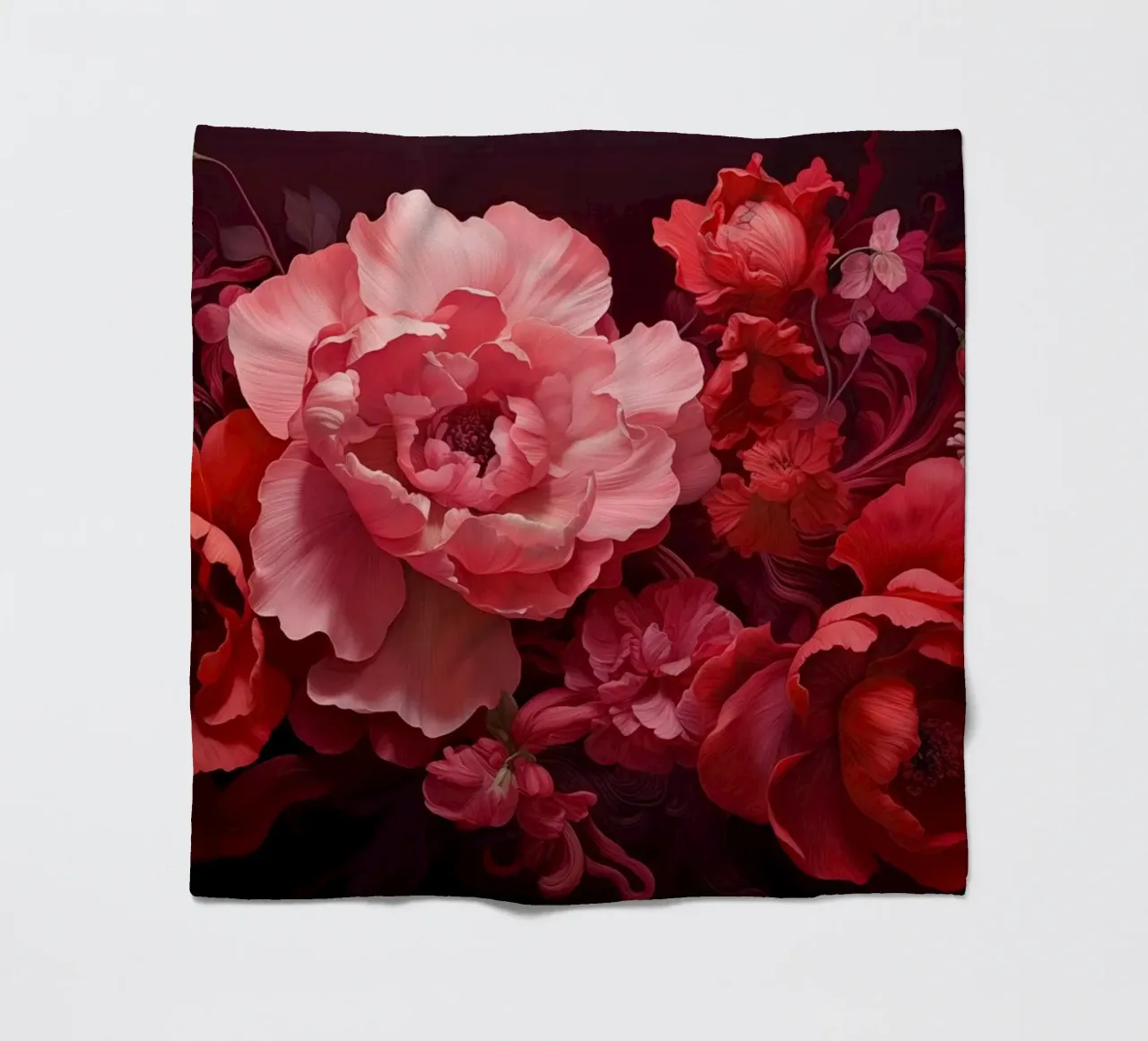 Red flowers fleece blanket by Imagine
