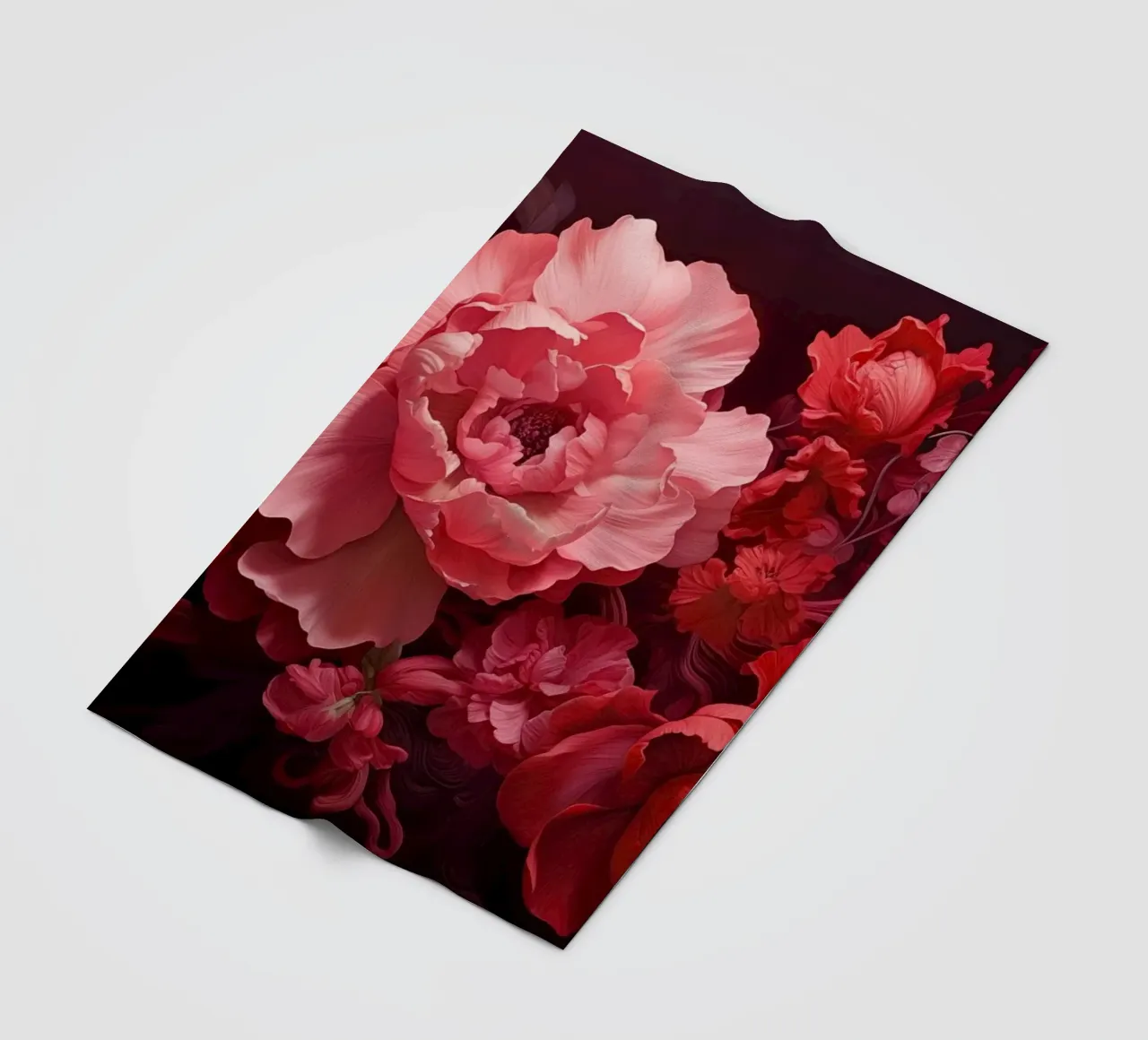 Red flowers fleece blanket by Imagine