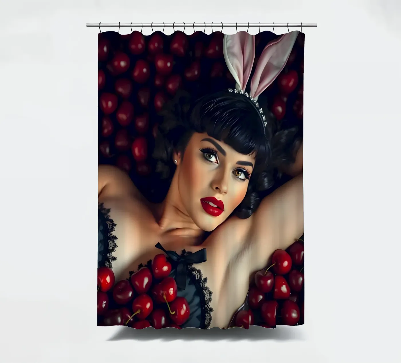 Cherry Picking shower curtain by Anita's Dream