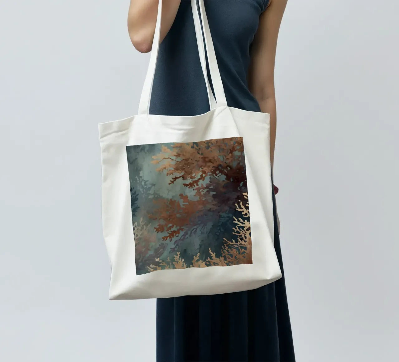 Colorata barriera corallina sottomarina con varie strutture coralline borsa in juta da DesignDoodle