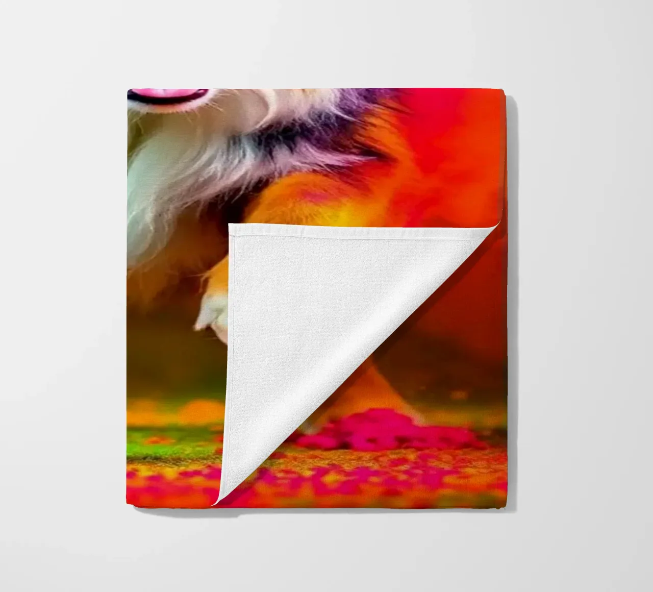 The colorful Bernese Mountain Dog #118 beach towel by Yumis.Beargang.and.Me