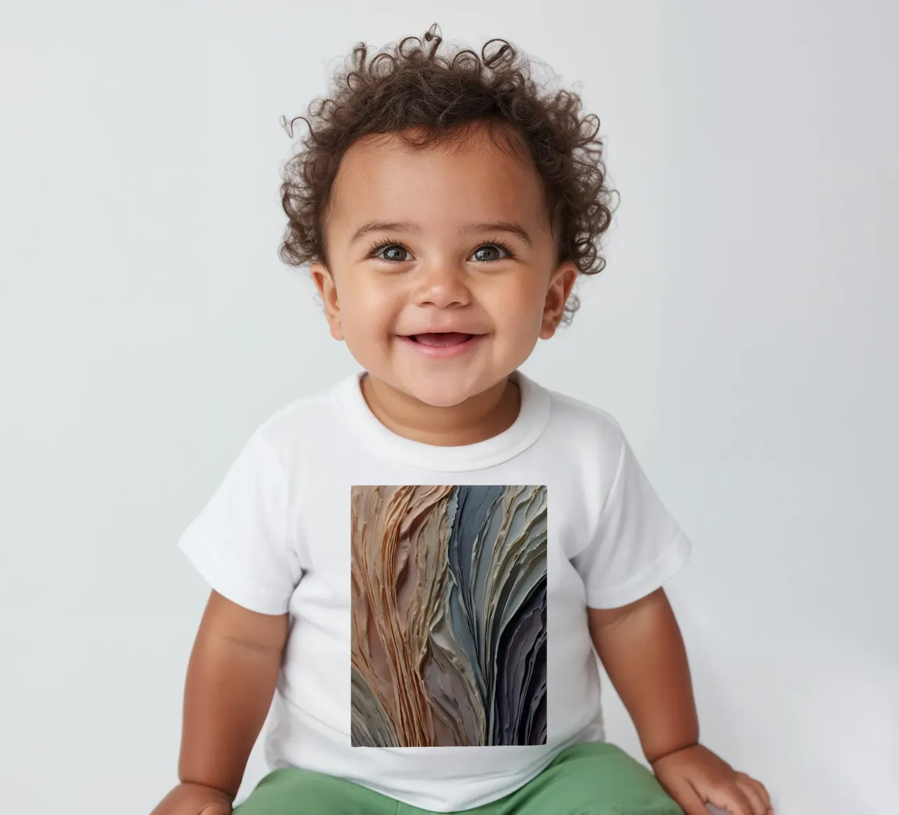 Abstract textured artwork showcasing layered paint in warm baby t-shirt by DesignDoodle