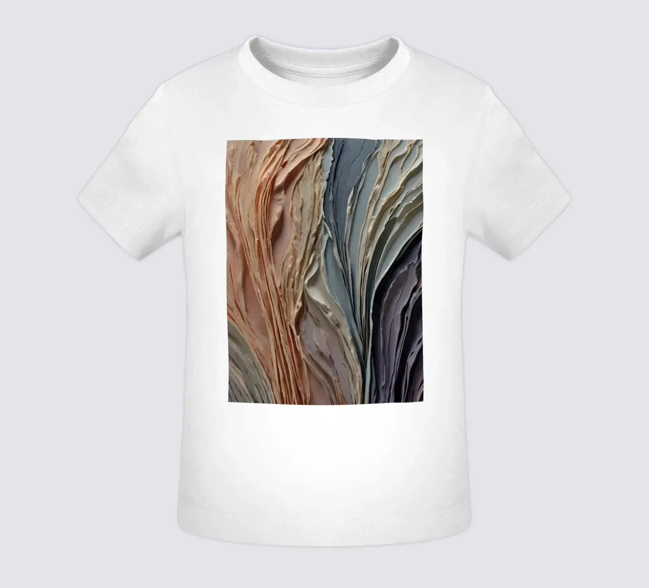 Abstract textured artwork showcasing layered paint in warm baby t-shirt by DesignDoodle
