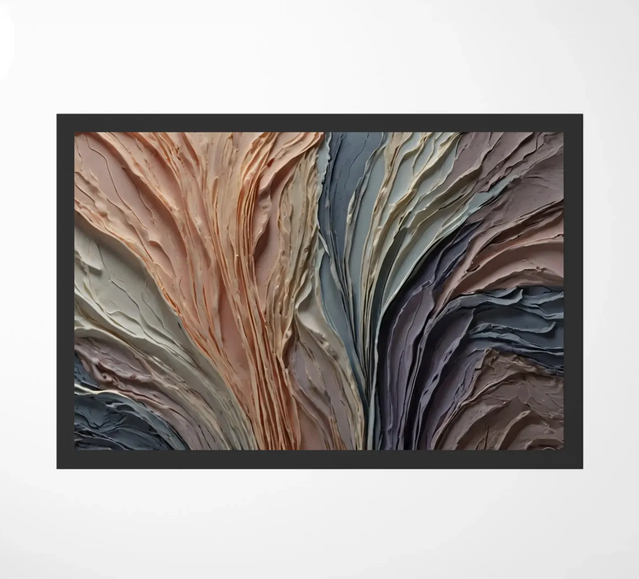 Abstract textured artwork showcasing layered paint in warm doormat by DesignDoodle