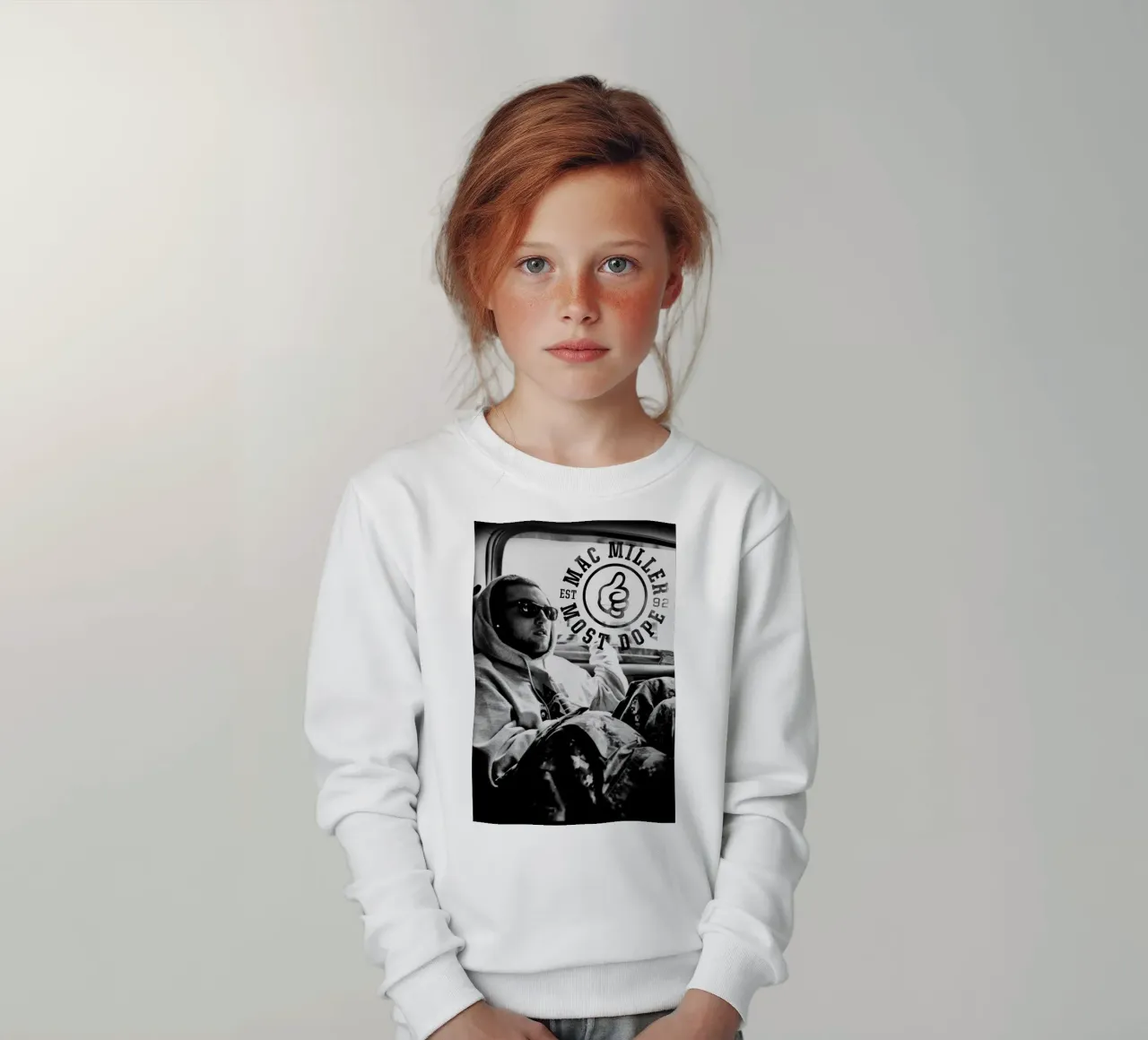 Most Dope Est 92 - Mac Miller Black And White kids sweatshirt by rockytamoe