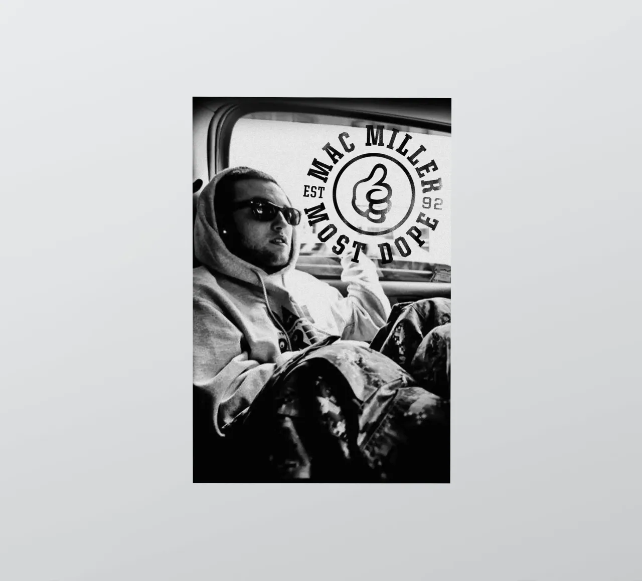 Most Dope Est 92 - Mac Miller Black And White sticker by rockytamoe