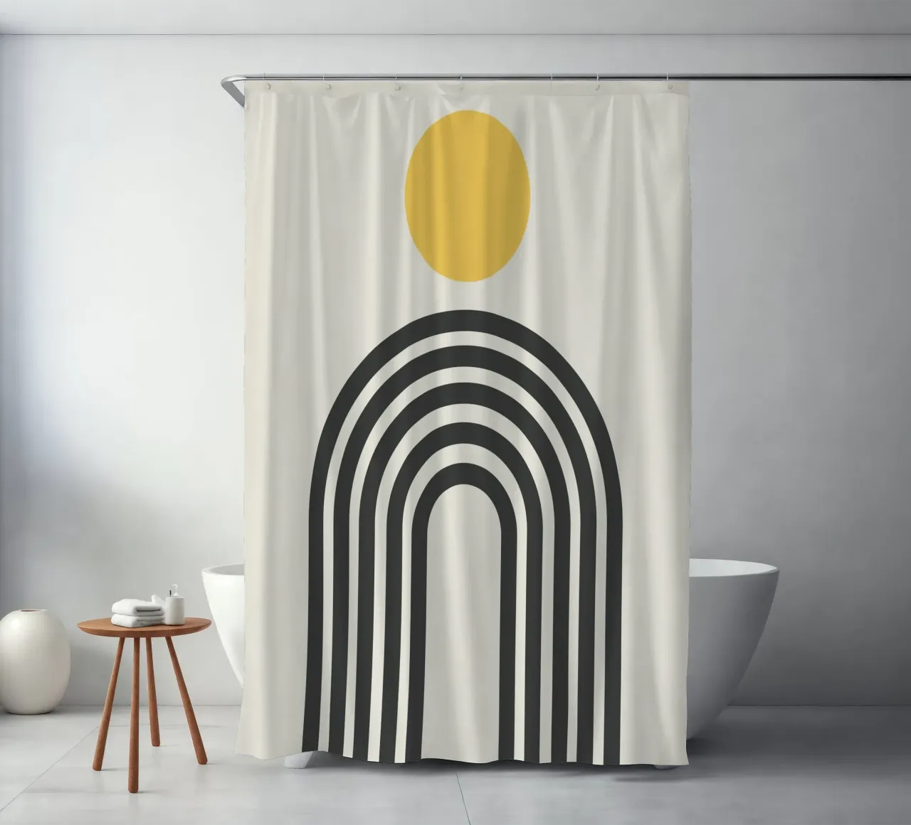 Boho Arch and sun shower curtain by Paigaam Studio