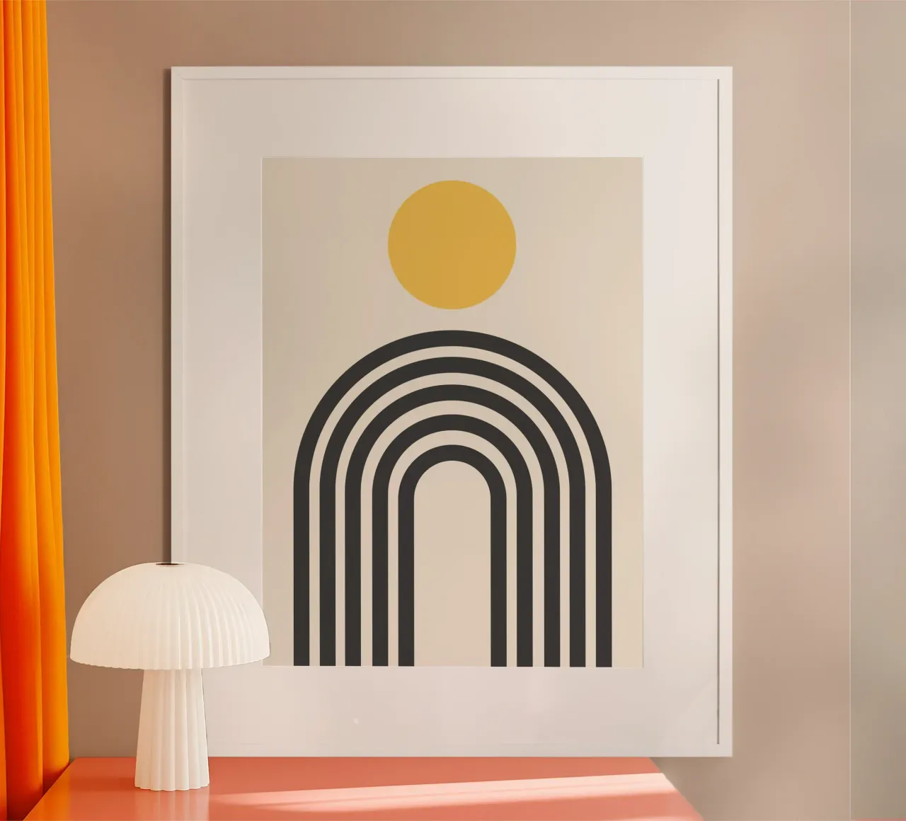 Arco Boho e sole poster con telaio in plastica da Paigaam Studio