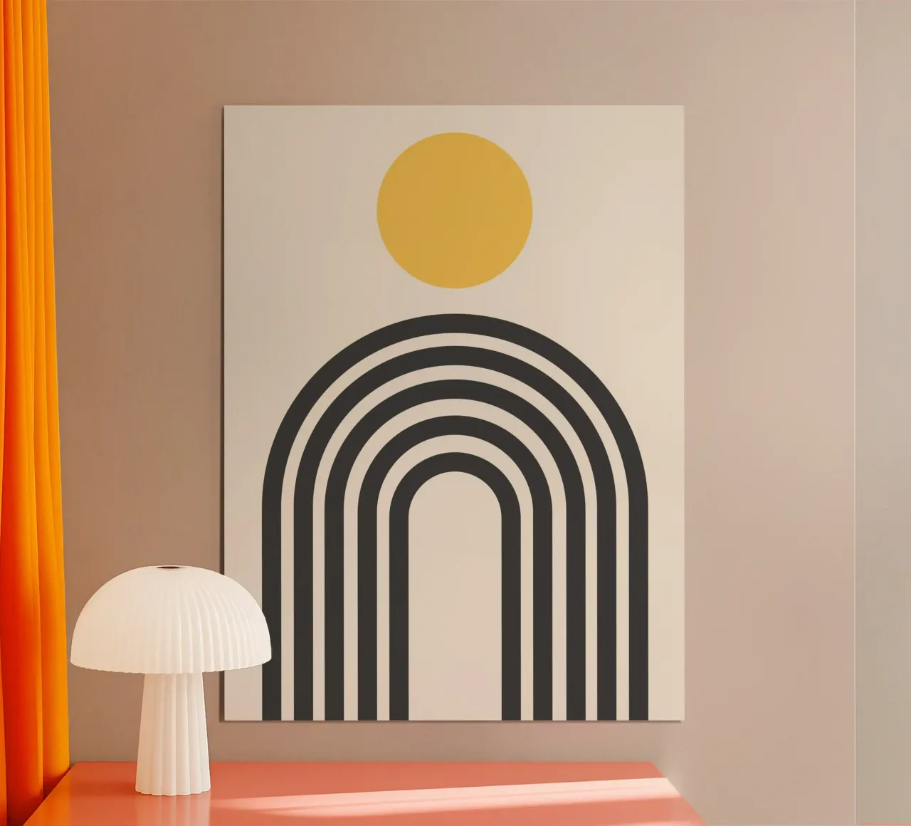 Arco Boho e sole poster con telaio in plastica da Paigaam Studio