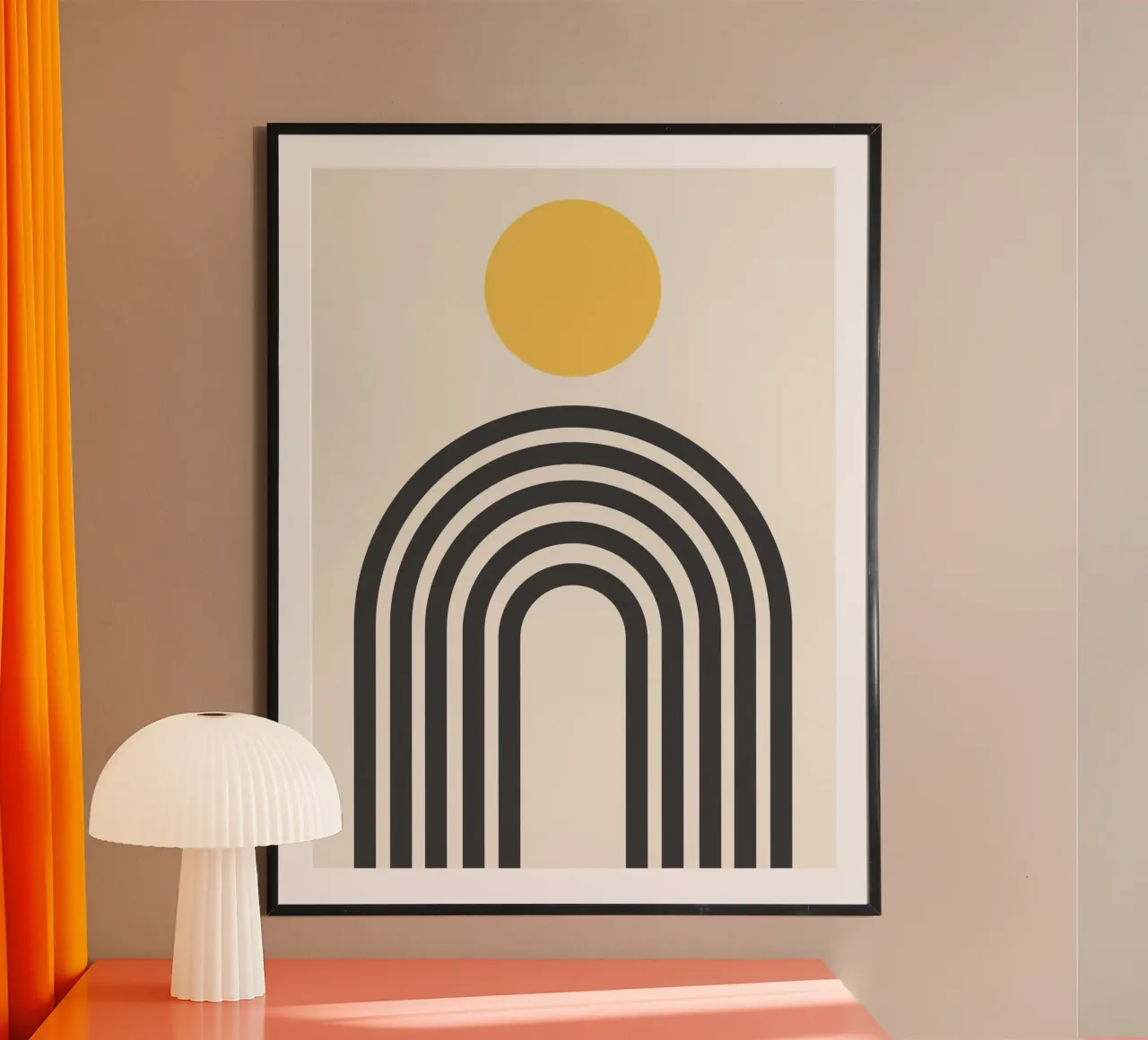 Arco Boho e sole poster con telaio in plastica da Paigaam Studio