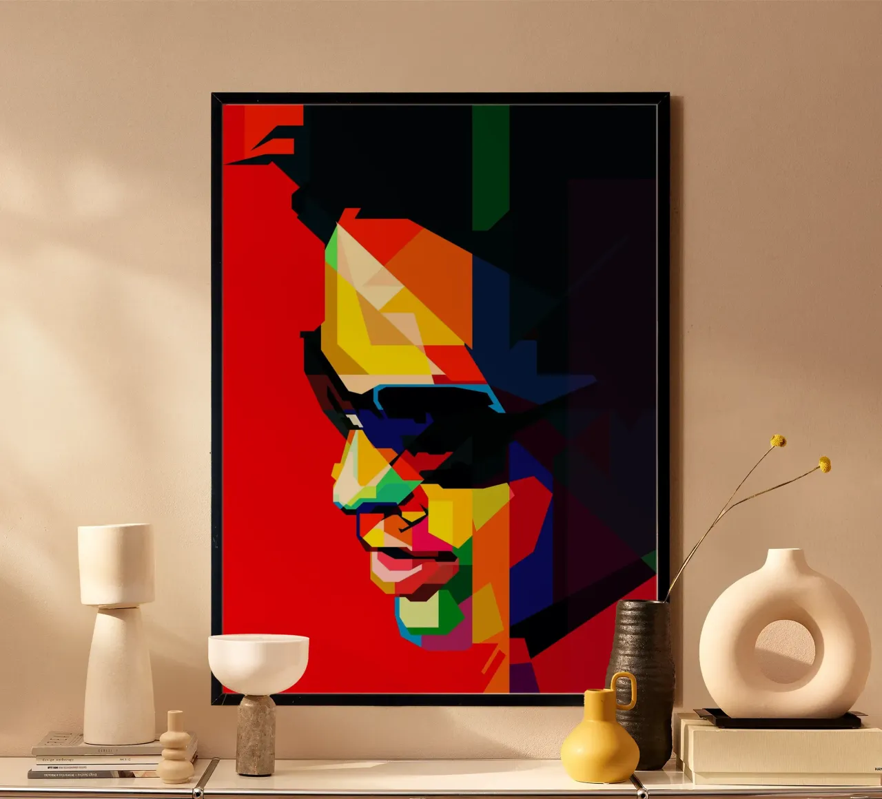 Lenny Kravitz Star del rock statunitense WPAP Trending Now poster con telaio in legno da Artkreator