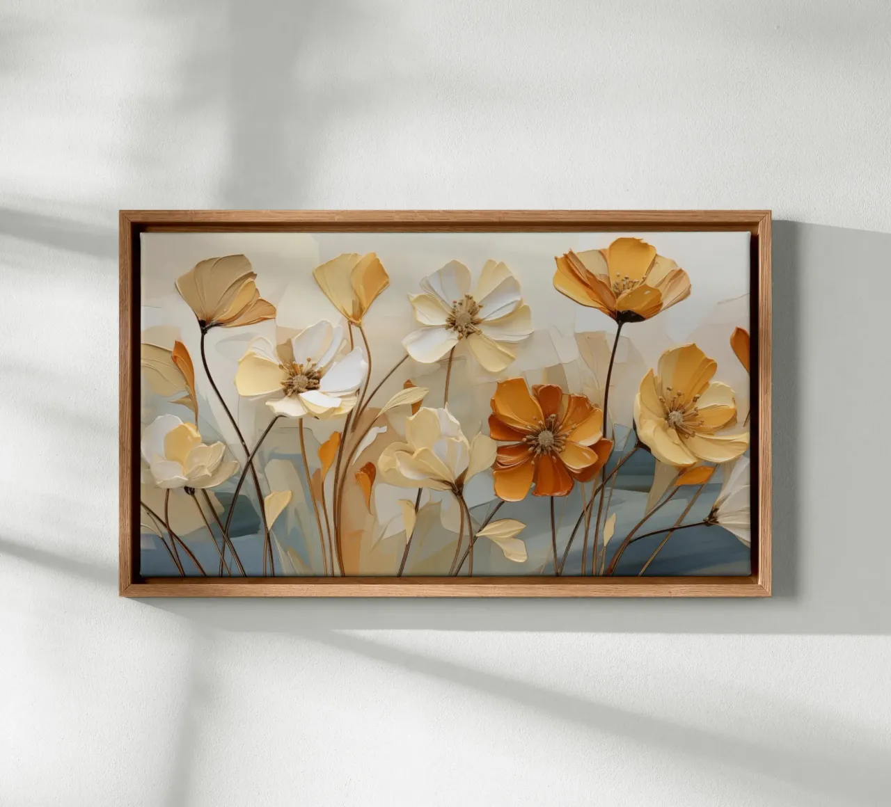 Abstracte bloemen canvas met Baklijst van Imagine