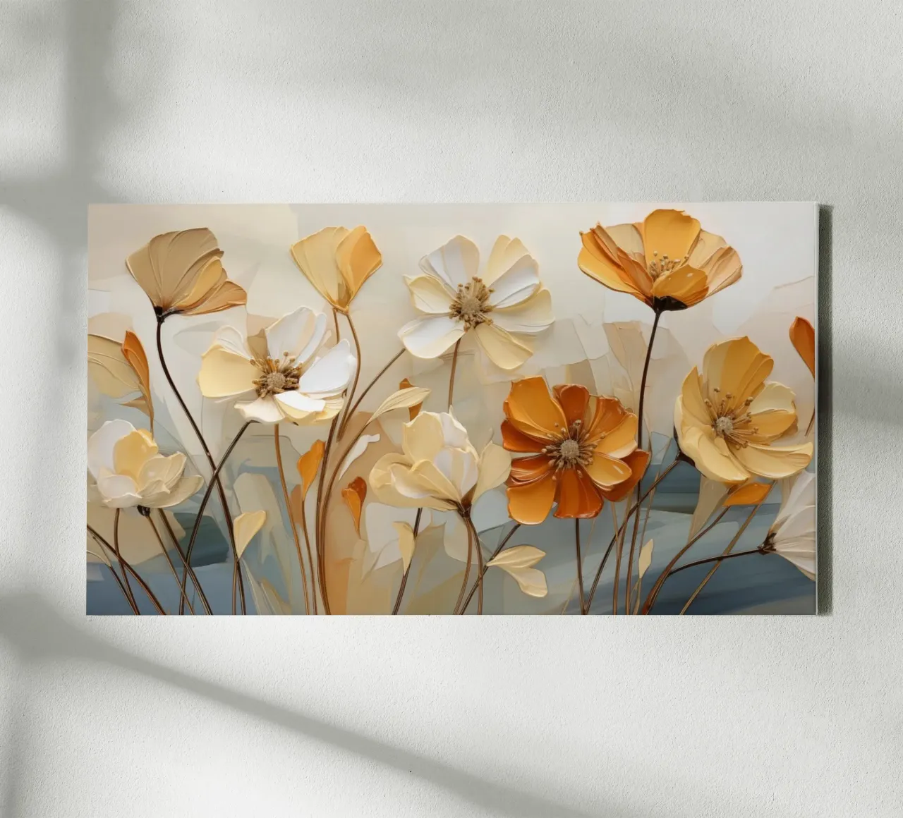 Abstracte bloemen canvas met Baklijst van Imagine