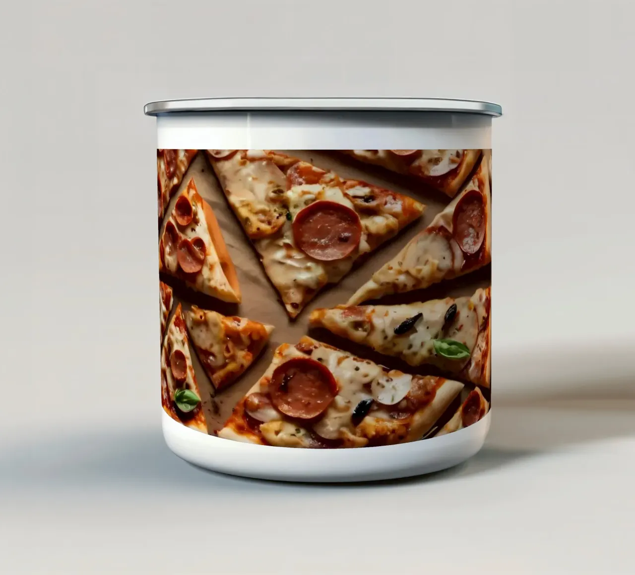 Opera d'arte astratta con strati organici di colori tenui. tazza in smalto da DesignDoodle